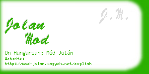 jolan mod business card